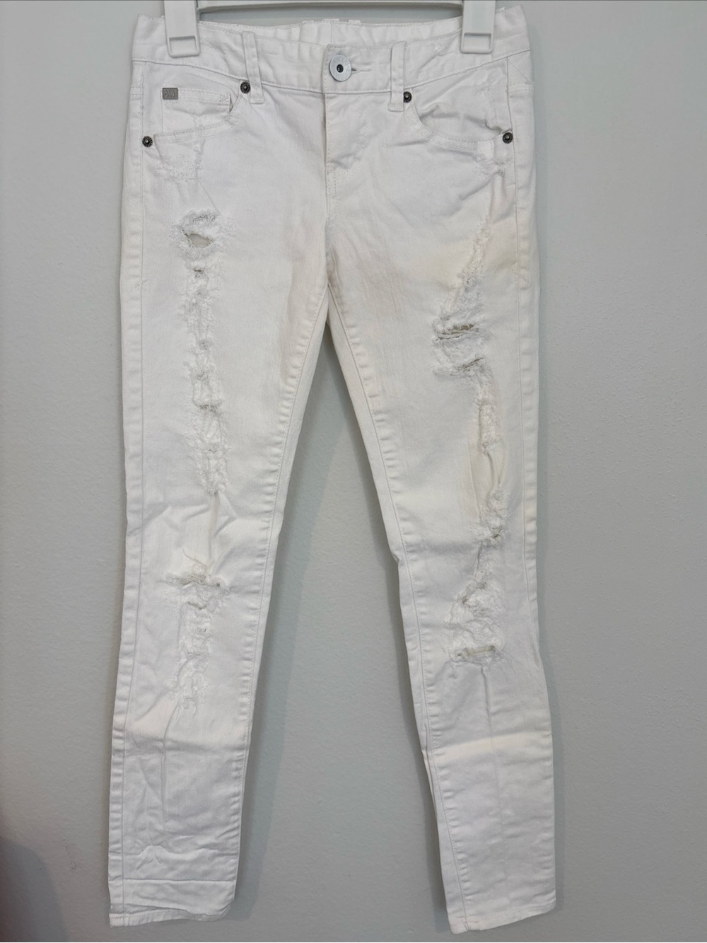 Armani Exchange White Distressed Women's Skinny Jeans 0 Short Low Rise
